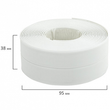 Клейкая лента бордюрная для ванны и кухни повышенной клейкости 38 мм х 3,35 м, бутил, DASWERK (ДАСВЕРК), 608774
