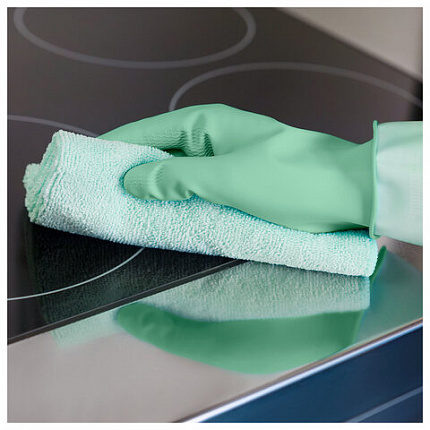 Перчатки VILEDA многоцелевые латексные МНОГОРАЗОВЫЕ х/б напыление ПРОЧНЫЕ M (средний) зеленый 174363