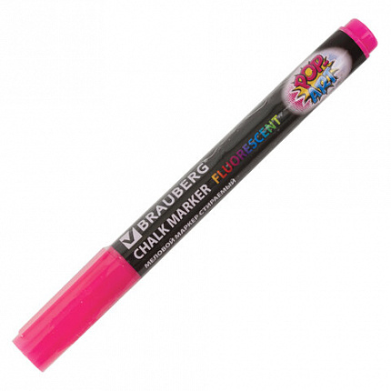 Маркер меловой "POP-ART" РОЗОВЫЙ, 3,5 мм, стираемый, для гладких поверхностей, BRAUBERG, 151522