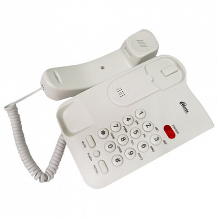 Телефон RITMIX RT-311 white, световая индикация звонка, тональный / импульсный режим, повтор, белый, 80002232