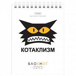 Блокнот МАЛЫЙ ФОРМАТ А6, 40 л., гребень, картон, клетка, HATBER, "Муркомания", 090640, 40Б6В1гр