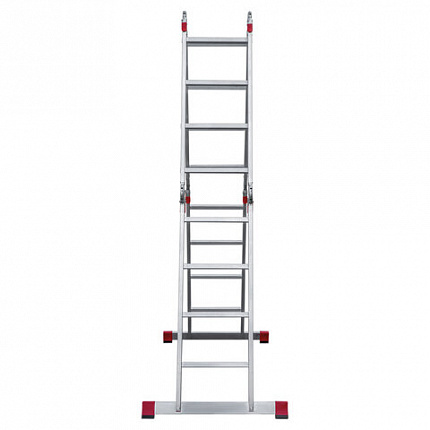 Лестница-трансформер алюминиевая 4х4 ступени, высота 4,5 м (4 секции по 1,2 м) до 150 кг, вес 16,5 кг, НОВАЯ ВЫСОТА, 3320404