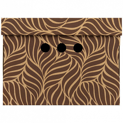 Короб для хранения из плотного микрогофрокартона 330х250х185 мм, КОМПЛЕКТ 4 ШТ., BRAUBERG HOME "Узор", 271816