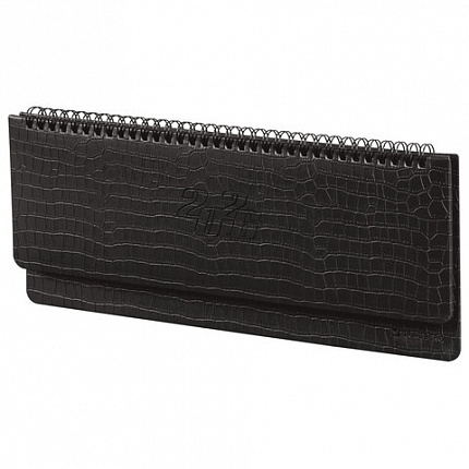 Планинг датированный 2026 305х140 мм BRAUBERG "Comodo", под кожу, черный, 117223