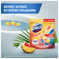 Блок туалетный подвесной твердый 2х50г+3х50г ДОМЕСТОС "Свежесть цитруса и Цветочный б