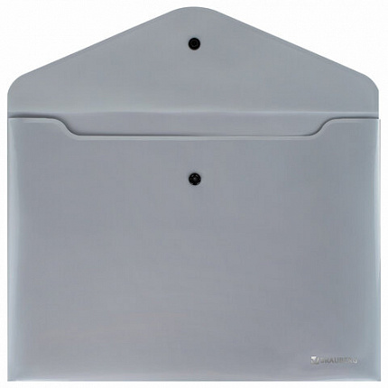 Папка-конверт с кнопкой СЕРЕБРИСТАЯ BRAUBERG "SILVER", А4, непрозрачная, ПРОЧНАЯ 0,2 мм, 272884