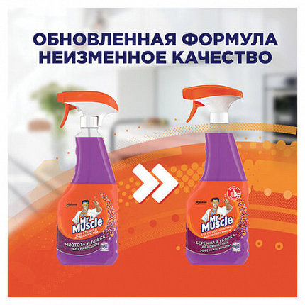 Средство для мытья стекол, пластика и бытовой техники 530 мл, МИСТЕР МУСКУЛ "Лаванда", распылитель, 25607, 865034