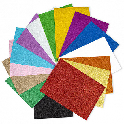 Пористая резина/фоамиран А4, 2 мм, НАБОР, 15 листов, 15 цветов, яркие цвета, блестки, ОСТРОВ СОКРОВИЩ, 665102