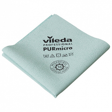 Салфетки VILEDA PROFESSIONAL "ПУРмикро Актив" КОМПЛЕКТ 5 шт., супервпитывание, микроволокно, зеленый, 38х35 см, 174070