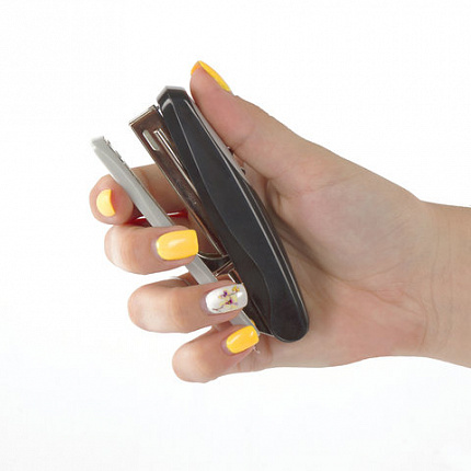 Степлер №10 BRAUBERG "Germanium", до 12 листов, с антистеплером, черный, ГАРАНТИЯ 5 ЛЕТ, 226572