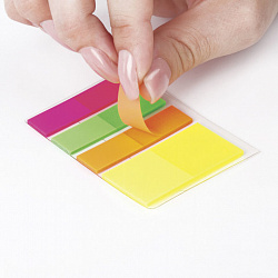 Закладки клейкие неоновые BRAUBERG, 45х12 мм 3 цвета + 45х26 мм 1 цвет, 100 штук (4 цвета x 25 листов), 126698