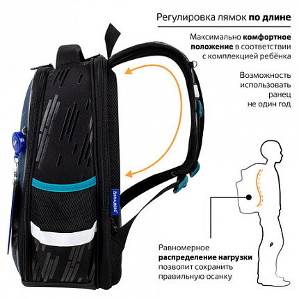 Ранец BRAUBERG FIT, 2 отделения, "Ускорение", 38х27х14 см, 273109