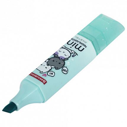 Текстовыделитель мини с принтами BRAUBERG "PASTEL", АССОРТИ В ПЛАСТИКОВОЙ БАНКЕ, 1-5 мм, 152536