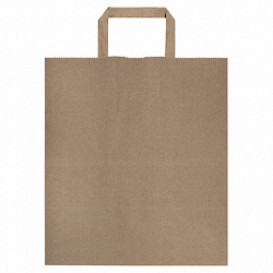 Крафт-пакет бумажный 24х14х29 см, КОМПЛЕКТ 50 шт., плоские ручки, плотность 90 г/м2, LAIMA ECO CRAFT, 609687