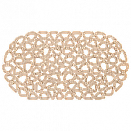 Коврик для ванны противоскользящий 68х37 см, "Треугольники", овальный, бежевый, ПВХ, PRIMILA (ПРИМИЛА), 700380