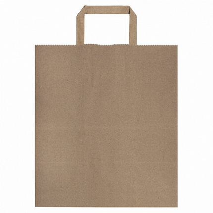 Крафт-пакет бумажный 24х14х29 см, КОМПЛЕКТ 50 шт., плоские ручки, плотность 90 г/м2, LAIMA ECO CRAFT, 609687