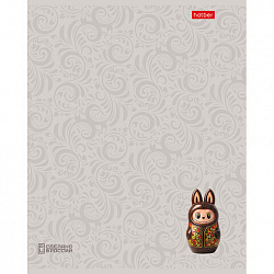Тетрадь А5, 48 л., HATBER, скоба, клетка, soft-touch ламинация, 3D-лак, Матрешки (микс в спайке), 095881, 48Т5лолВ1