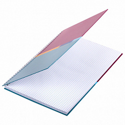 Тетрадь А4, 80 л., BRAUBERG, гребень, клетка, обложка твердая, "Color", 404055