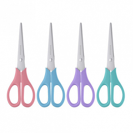 Ножницы ERICH KRAUSE "EasyCut Pastel" 170 мм, цвет ассорти, в картонной упаковке с европодвесом, 60875