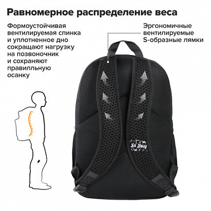 Рюкзак BRAUBERG FASHION CITY универсальный, 2 отделения, "Skull", черный, 46х31х15 см, 272572