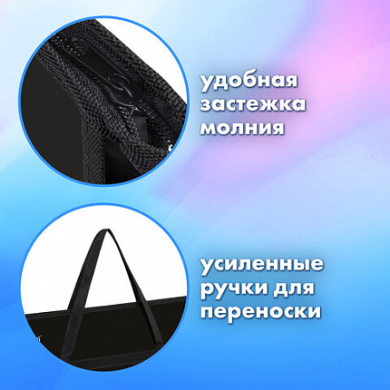 Папка для рисунков и чертежей с ручками BRAUBERG А3, пластик, молния сверху, "Creative", 273411