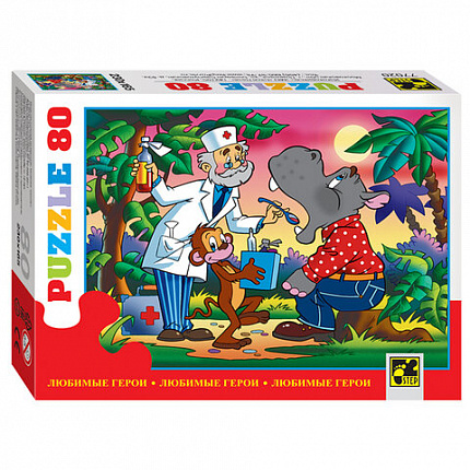 Пазл картонный 80 элементов, Любимые герои, АССОРТИ, поле 23х16,5 см, STEP PUZZLE