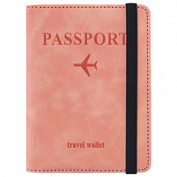 Обложка для паспорта и документов с защитой от считывания, 9 карманов, резинка, экокожа, розовая, BRAUBERG, 238750