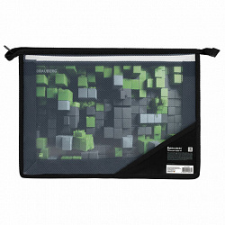 Папка для труда BRAUBERG А4, 2 отделения, пластик, молния сверху, органайзер, "Module blocks", 273400