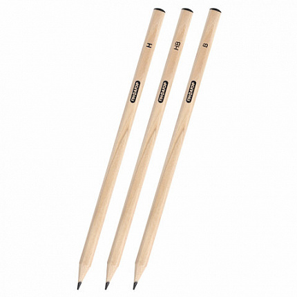 Карандаши чернографитные чертежные школьные разной твердости, НАБОР 3 штуки: Н, НВ, B, ПИФАГОР, 181998