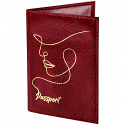 Обложка для паспорта натуральная кожа наплак, тиснение золотом "Impression", красная, BRAUBERG, 238211