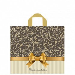 Пакет с петлевой ручкой ПВД, 34х40 см, "Бежевый узор", 70 мкм, н00128915