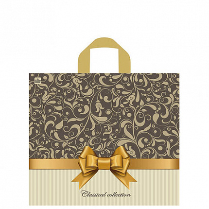 Пакет с петлевой ручкой ПВД, 34х40 см, "Бежевый узор", 70 мкм, н00128915