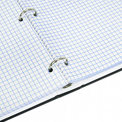 Тетрадь на кольцах БОЛЬШАЯ А4, 220х305 мм, 100 л., твердый картон, клетка, BRAUBERG, "Minimal black", 405408