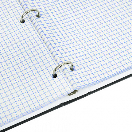 Тетрадь на кольцах БОЛЬШАЯ А4, 215х305 мм, 100 л., твердый картон, клетка, BRAUBERG, "Minimal black", 405408