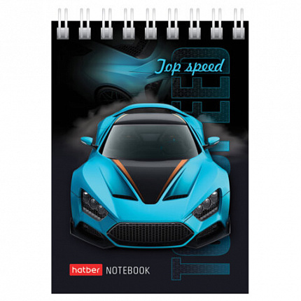 Блокнот МАЛЫЙ ФОРМАТ А7, 60 л., гребень, картон, клетка, HATBER, "АвтоШоу", 066626, 60Б7В1гр