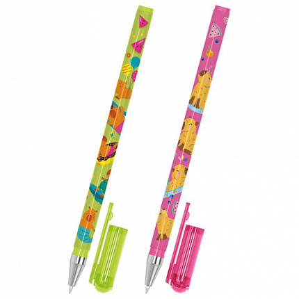 Ручка шариковая с принтом FUNSTER STICK "CUTE CAPY", СИНЯЯ, SOFT TOUCH покрытие, узел 0,7 мм, линия письма 0,35 м, 144393