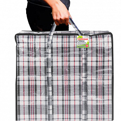 Сумка-баул хозяйственная, полипропилен, 50х45х25 см, 56 литров, черно-красная,130 г/м2, ЛЮБАША, 604698