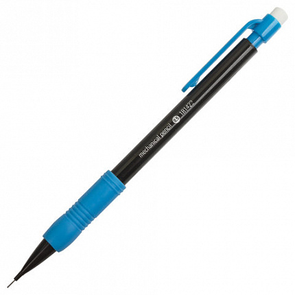 Карандаш механический 0,5 мм, STAFF "College" MP-422, ластик, резиновый грип, корпус черный, детали ассорти, 181422