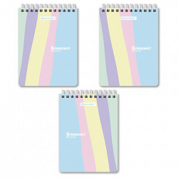 Блокнот МАЛЫЙ ФОРМАТ А6 108х145 мм, 60 л., гребень, картон, клетка, кросс-серия "PASTEL", BRAUBERG, 117033