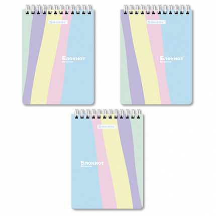 Блокнот МАЛЫЙ ФОРМАТ А6 108х145 мм, 60 л., гребень, картон, клетка, кросс-серия "PASTEL", BRAUBERG, 117033