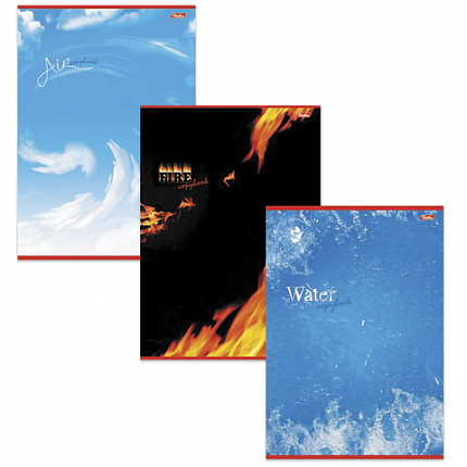 Тетрадь А4, 48 л., HATBER, скоба, клетка, выборочный лак, "СТИХИИ ПРИРОДЫ" (микс), 012804, 48Т4вмB3