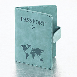 Обложка для паспорта и документов с защитой от считывания, 9 карманов, магнит, экокожа, бирюзовая, BRAUBERG, 238754