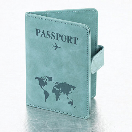 Обложка для паспорта и документов с защитой от считывания, 9 карманов, магнит, экокожа, бирюзовая, BRAUBERG, 238754