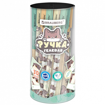 Ручка гелевая, кросс-серия "МИЛЫЕ КОТЫ", BRAUBERG,синяя, ассорти, игольчатый наконечник 0,5мм,144480