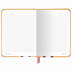 Блокнот с резинкой в клетку 96 л., МАЛЫЙ ФОРМАТ А6, 109х148 мм, твердая обложка, BRAUBERG, "Кофейку?", 116334