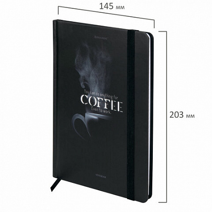 Блокнот с резинкой в клетку 96 л., А5 145х203 мм, твердая обложка, BRAUBERG, "Shadows", 116325