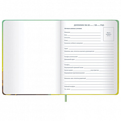 Дневник 1-11 класс 48 л., кожзам (твердая), печать, глиттер, ЮНЛАНДИЯ, "Котик", 107217