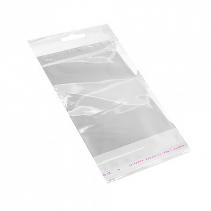 Пакеты БОПП с европодвесом, клеевым клапаном, КОМПЛЕКТ 100 штук, 10х16 + 3 + 4 см, белая подложка, BRAUBERG, 700416