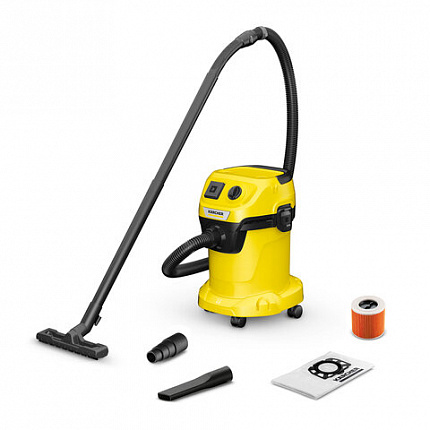 Пылесос хозяйственный KARCHER WD 3 P, мусоросборник 17л, мощность 1000Вт, желтый, 1.6, 1.628-170.0