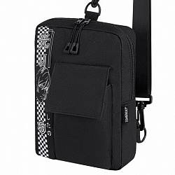 Сумка на плечо HEIKKI TORRENT (ХЕЙКИ) с карманом, "Anime face", черная, 25х18х3 см, 272637